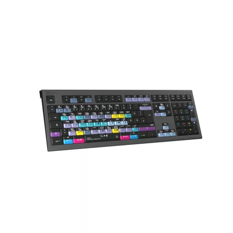 Logickeyboard ASTRA 2 teclado DaVinci Resolve para Mac, tamanho completo, USB com fio, mecanismo de tesoura, QWERTZ alemão, preto