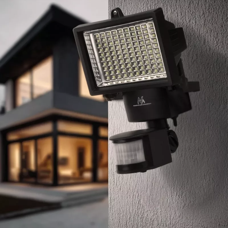 Projetor LED solar Maclean MCE442 com detetor de movimento projetor de parede luz crepuscular IP44 6W 6000K