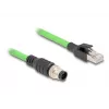 Cabo de rede DeLOCK M12 com codificação A de 8 pinos, ficha macho para ficha macho RJ45 PUR (TPU) 1 m