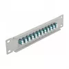 Patch panel de fibra ótica DeLOCK 10 polegadas 12 portas LC duplex aqua 1U cinzento