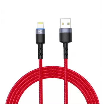 Cabo de dados USB para Lightning Tellur, 3A, 1,2 m, indicador LED, vermelho