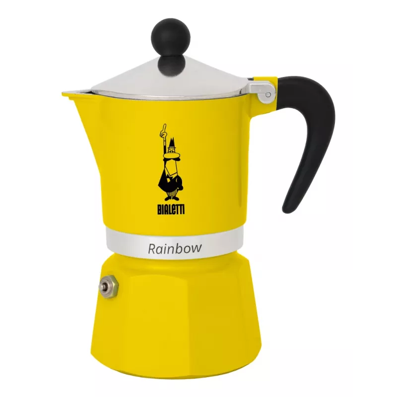 Cafeteira Moka Bialetti Rainbow preto amarelo