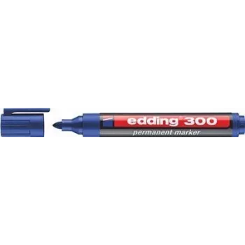 Marcador permanente Edding 300 — tinta azul, ponta 1,5 mm, pack de 10