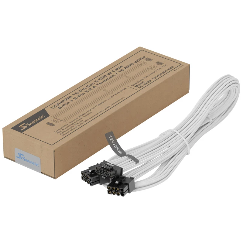 Seasonic Cabo adaptador PCIe 12VHPWR - (Branco, 0,75 metros)(SS2X8P-12VHPWR-600/Branco)