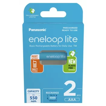 Pilhas recarregáveis PANASONIC ENELOOP LITE AAA 550 mAh 2 unid. (BK-4LCCE/2CP)