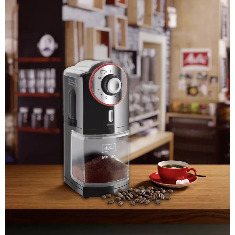 Melitta Molino 100 W preto, vermelho, aço inoxidável