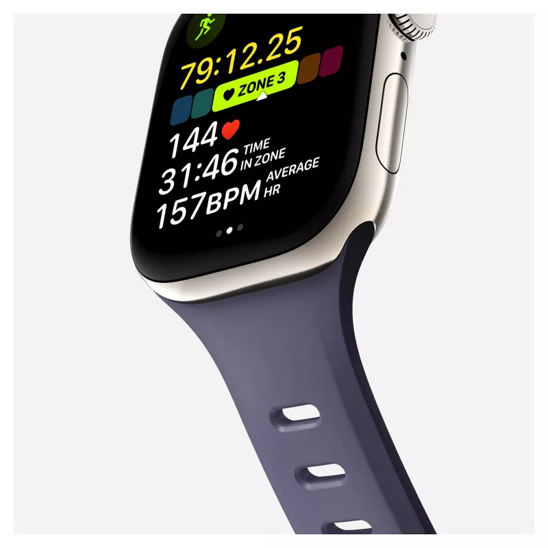 Pulseira Nomad Tempo Band lilás de borracha, compatível com smartwatch, 18 mm de largura, pulso 135–175 mm