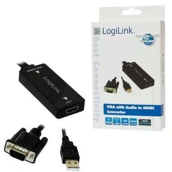 Adaptador de cabo de vídeo LogiLink CV0060 preto