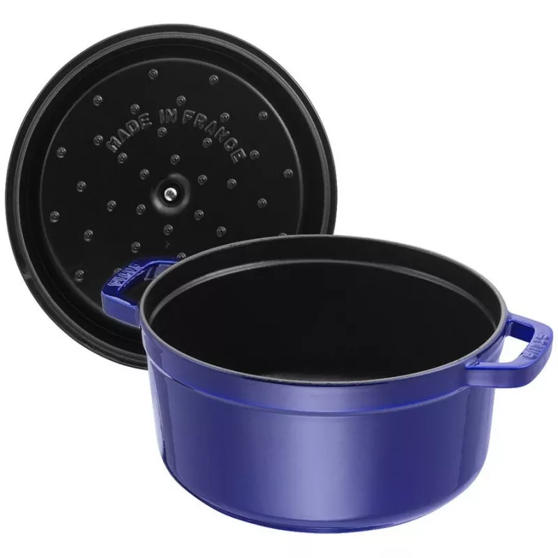 Cocotte em ferro fundido Staub 26 cm redonda, azul-escuro