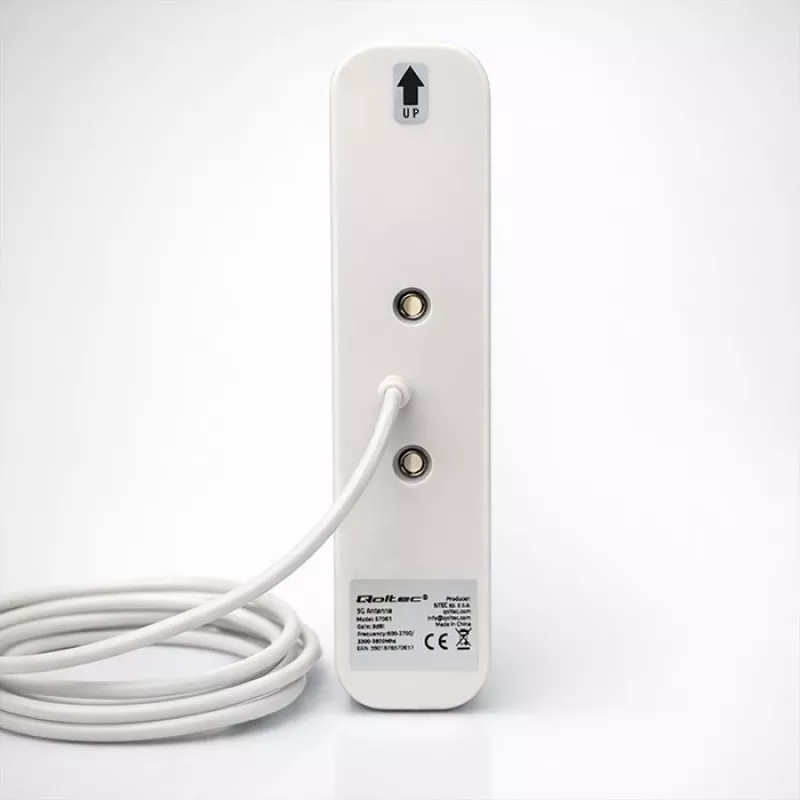 Antena 4G/5G LTE exterior QOLTEC 9 dBi, conector fêmea N, cabo de 3 m