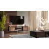 Móvel de TV cama meble EF CORTINA 180×40×60 cm, tampo superior preto, estrutura nogueira