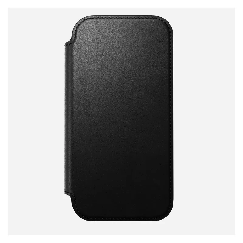 Capa tipo carteira para telemóvel Nomad Modern Leather Folio para Apple, compatível com ecrãs até 16 cm (6,3 polegadas), preta