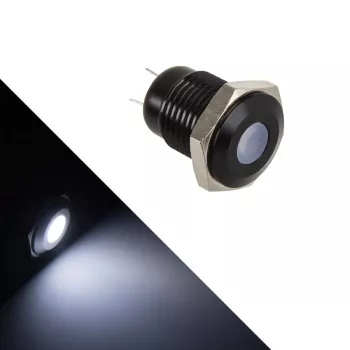 Botão de pressão antivandálico iluminado Lamptron LAMP-SW2004-H, policarbonato preto, ponto branco