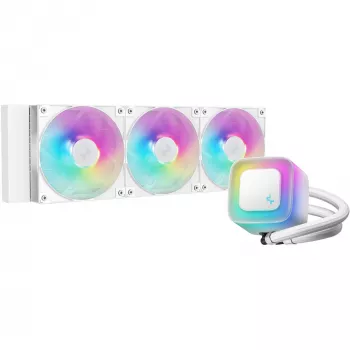 Arrefecedor líquido All-in-One DeepCool LE360 WH V2 12 cm Branco — radiador de 360 mm, 3 ventoinhas de 120 mm, suporte LGA 1851