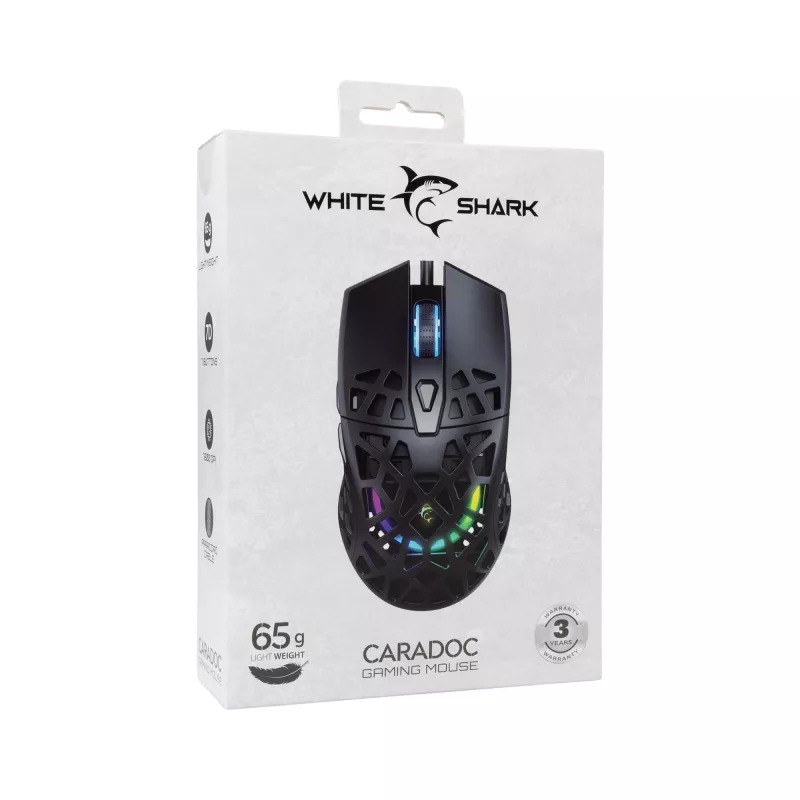 Rato White Shark GM-5018 Caradoc RGB 7200 dpi preto