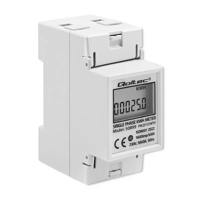 Contador de consumo de energia monofásico QOLTEC 50899 230 V 50 Hz, 5(60)A, classe 1.0, LCD
