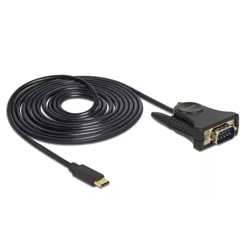 Delock 62964 Adaptador de USB-C para série DB9 RS-232, 1,8 m, preto