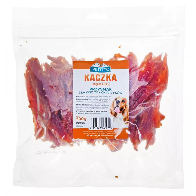 PETITTO Filete de peito de pato tenro - Petiscos para cães - 500 g