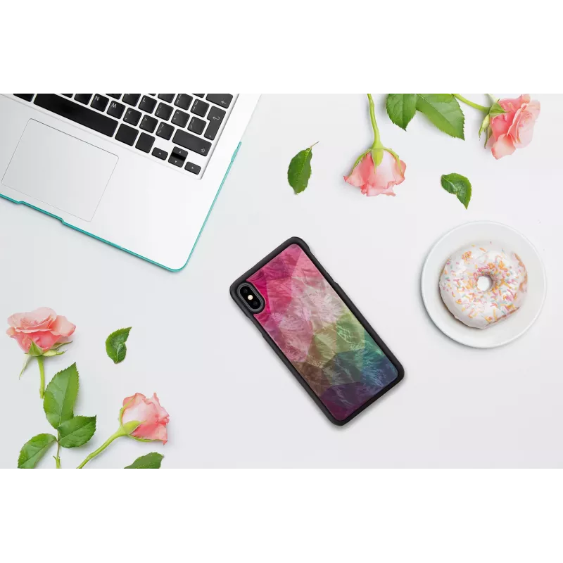 Capa de proteção iKins para iPhone XS Max – design de flores aquáticas, preta
