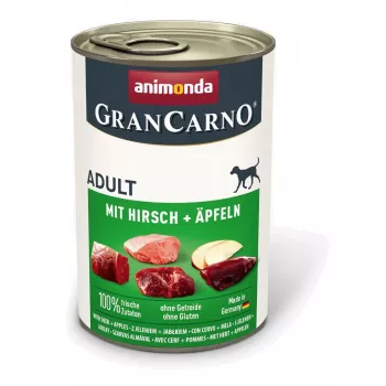 Alimento húmido para cães Animonda GranCarno Adult — porco com caça e maçã, 400 g, sem cereais, 10,5 % proteína