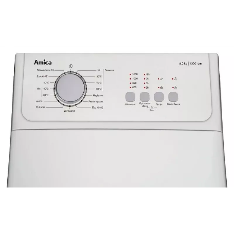 Máquina de lavar roupa de carga superior Amica AGA3T813ANi, 8 kg, 1300 rpm, branco