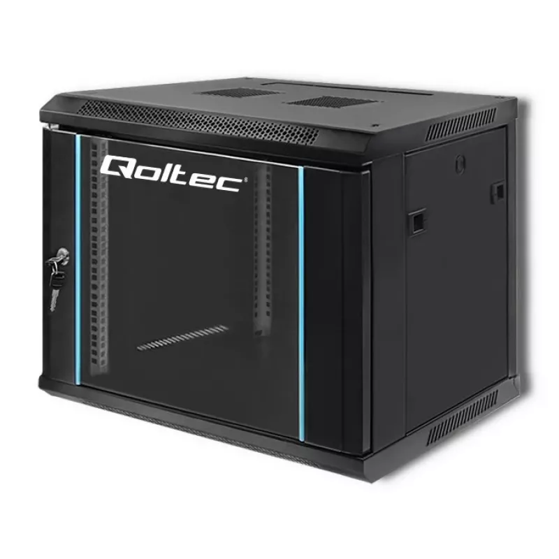 Armário rack 19 polegadas QOLTEC 54463 9U 600x500x450 mm caixa em metal para equipamento de rede