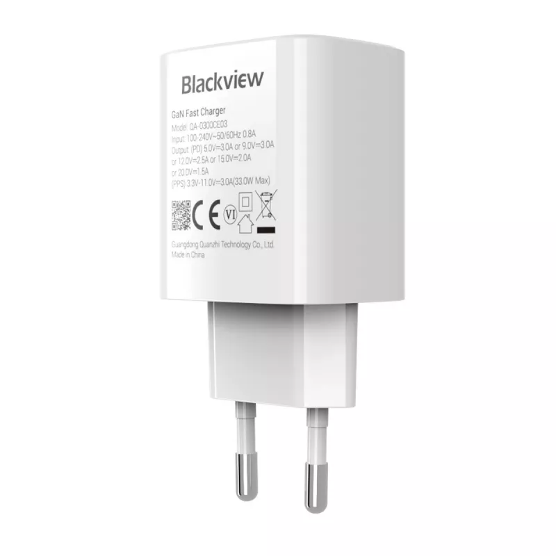 Carregador BLACKVIEW CHAR-33W/BV USB-C 33W carregamento rápido, preto
