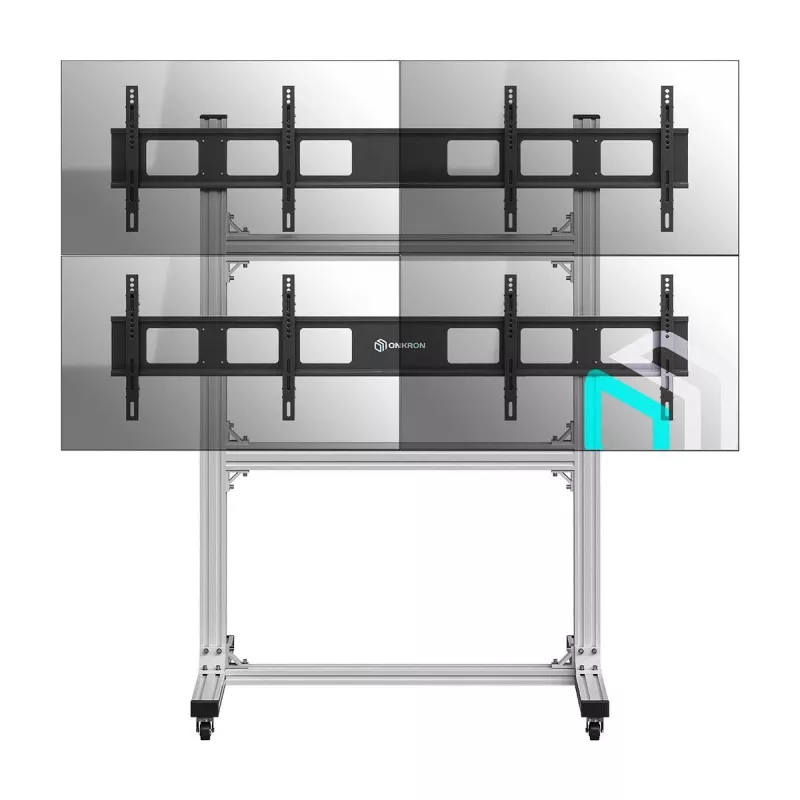 Suporte móvel para TV/vídeo ONKRON FSPRO2L22-S ajustável em altura com rodas para ecrãs