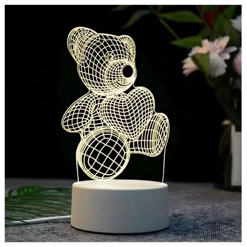 Lâmpada de noite Extralink HOME 3D coração ilusão ótica candeeiro de mesa USB