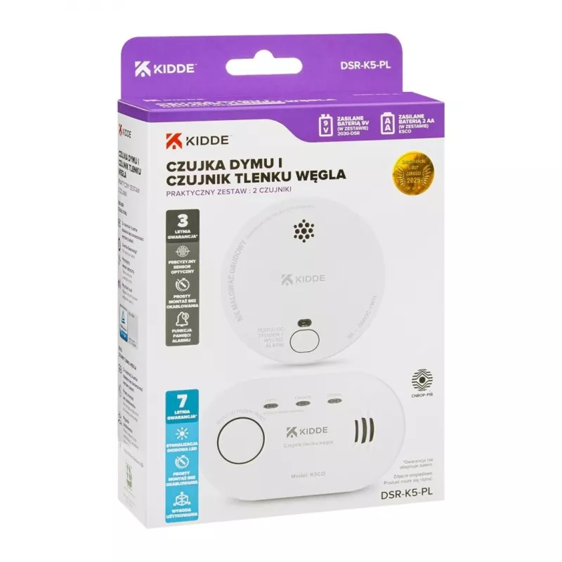 Detetor de monóxido de carbono K5CO + detetor de fumo 2030-DSR3 KIDDE