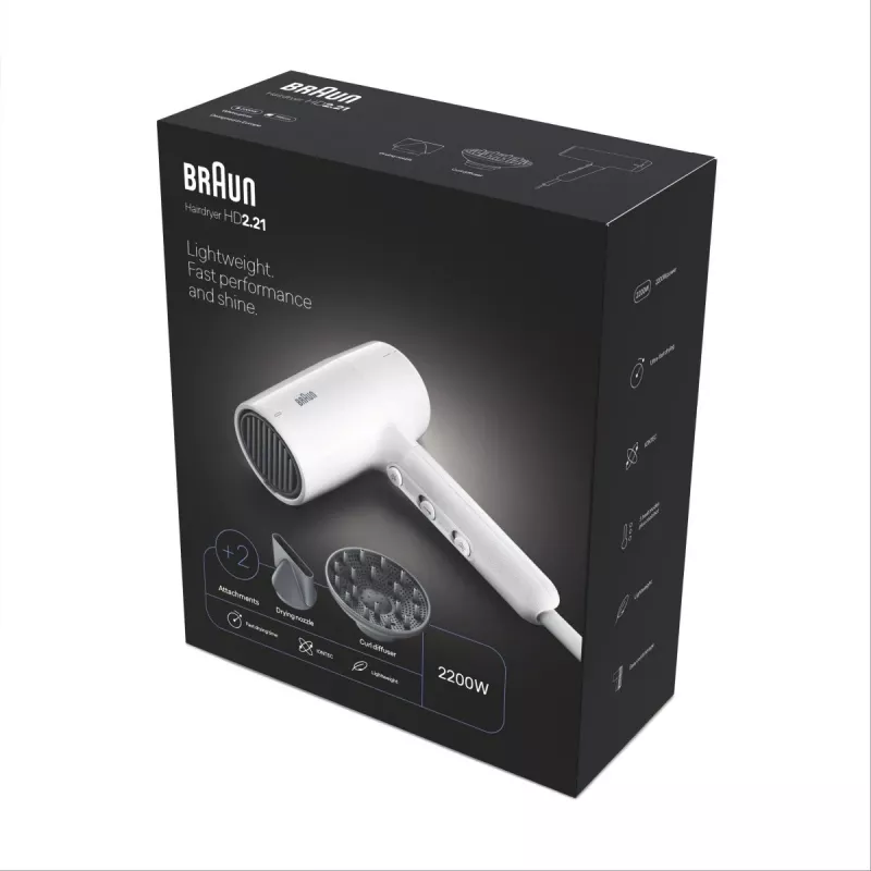 Secador de cabelo Braun BRHD226E 2200W tecnologia iónica leve