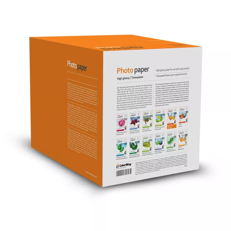 Papel fotográfico ColorWay 10×15 cm brilhante 230 g/m², embalagem para impressão fotográfica