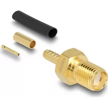 Conector fêmea SMA de cravar DELOCK 91783 para cabo coaxial RG‑174/RG‑316 com tubo termorretrátil