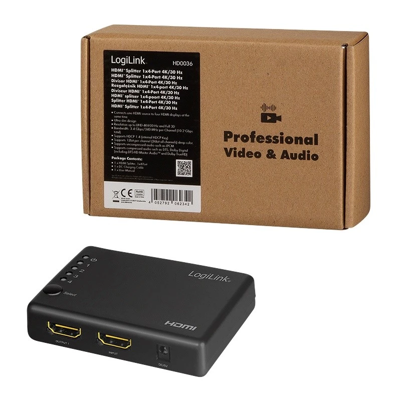 Splitter HDMI 1x4 portas, 4K/30Hz