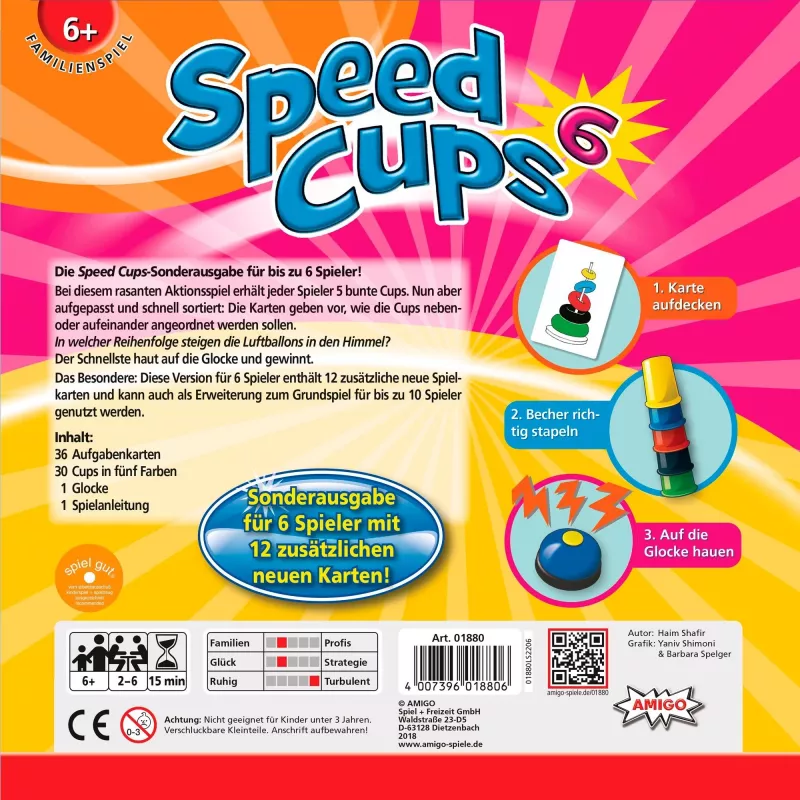 Amigo Speed Cups 6 jogo de tabuleiro 15 minutos família