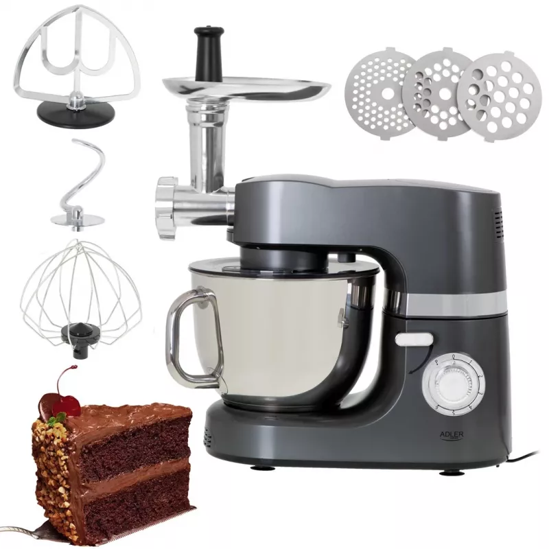 Robot de cozinha Adler AD 4221 — tigela de aço inoxidável de 7 L, 1200 W, 6 velocidades, movimento planetário