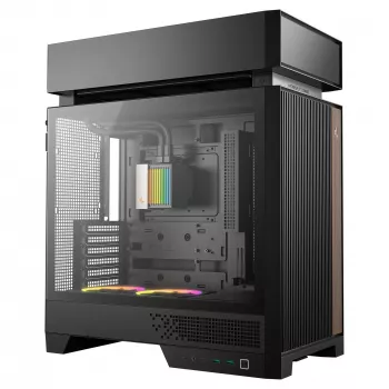 Caixa de PC de secretária DeepCool CL6600 preta — suporta fontes de alimentação ATX/PS2/SFX/SFX-L, ventoinha frontal de 140 mm, topo/traseira de 120/140 mm, unidades de 2,5/3,5 polegadas