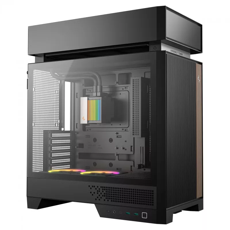Caixa de PC de secretária DeepCool CL6600 preta — suporta fontes de alimentação ATX/PS2/SFX/SFX-L, ventoinha frontal de 140 mm, topo/traseira de 120/140 mm, unidades de 2,5/3,5 polegadas