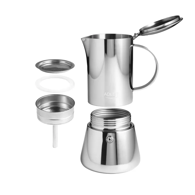 Máquina de café expresso Adler AD 4419 — caixa em aço inoxidável, tamanho compacto