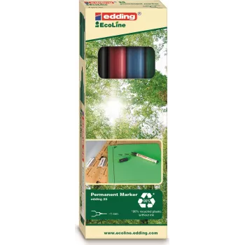 EDDING EcoLine 25 - preto - azul - verde - vermelho - ponta redonda - multicolor - plástico - 1 mm - embalagem múltipla