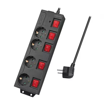 Extensão de energia LogiLink LPS251 1,5 m 4 tomadas para interior preta