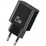 Carregador USB usams USA001629 25W 1×USB-C + 1×USB-A carregamento rápido