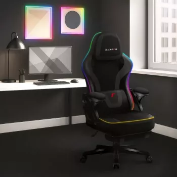 Cadeira gaming huzaro HZ-FORCE 4.6 RGB preto Mesh — ergonómica, altura ajustável, iluminação RGB, assento em tecido, máx. 130 kg