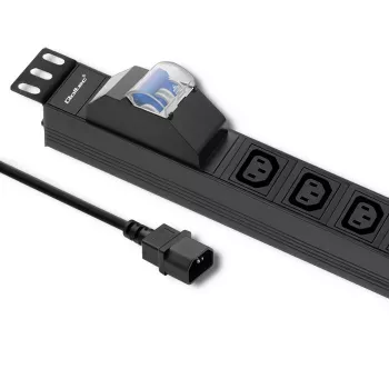 Régua de tomadas PDU para rack 19 polegadas Qoltec 53999, 1U, 8x IEC C13, 10 A, com interruptor de proteção, 2 m