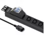 Qoltec 53999 Régua de tomadas PDU para rack de 19 polegadas, 1U, 8x IEC C13, 10 A, com disjuntor, 2 m