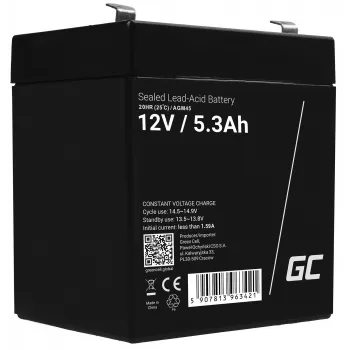 Bateria AGM45 Green Cell UPS, chumbo-ácido selada (VRLA), 12 V, 5,3 Ah