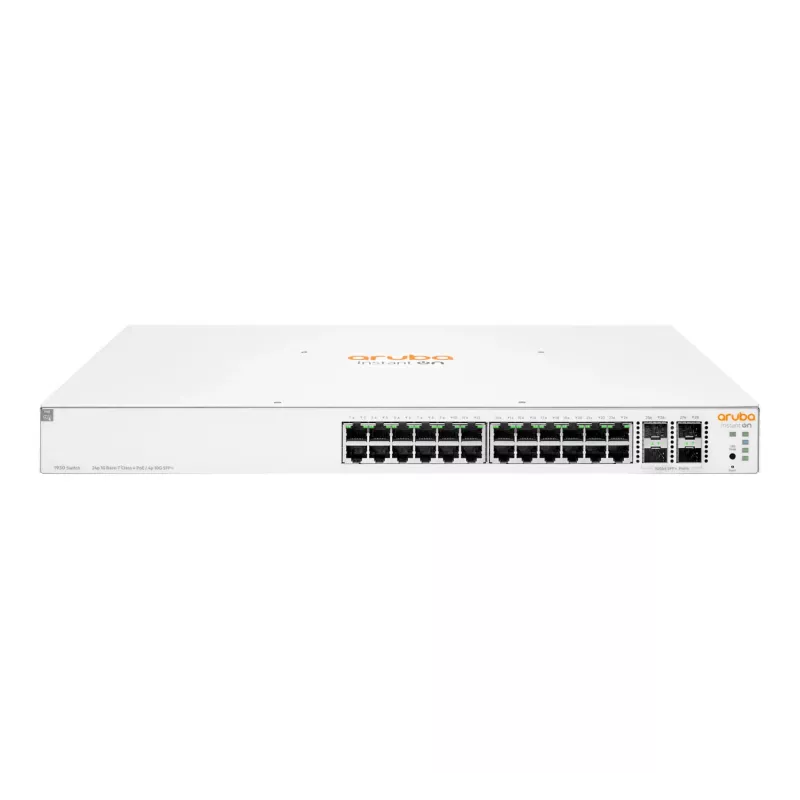 HPE Aruba Networking Instant On 1930 24G Class4 PoE 4SFP/SFP+ 370W Managed L2+ Gigabit Ethernet (10/100/1000) Power over Ethernet (PoE) 1U branco