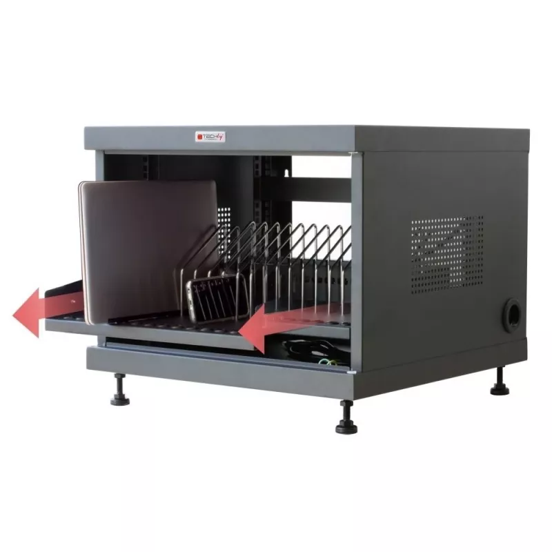 Prateleira de rack TECHLY 367652 organizador de cabos com fixação adesiva 3M, aço, 550×550×410 mm, preto