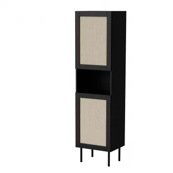 Armário de arrumação Cama Meble JUTA 50×39,5×190 cm, de chão encostado à parede, preto com acabamento Linol Calabria