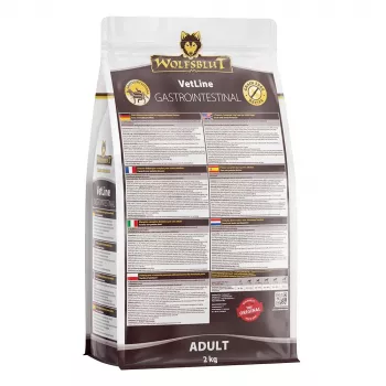 Comida seca para cães Wolfsblut VetLine Gastrointestinal pato 2 kg — dieta veterinária para apoiar a digestão, 20 % proteína, 10 % gordura